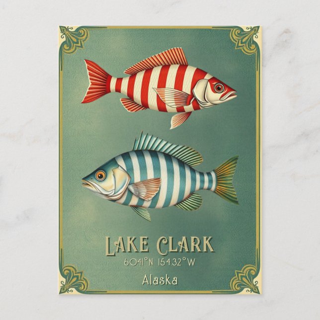 Lake Clark Alaska USA nautical fish Postcard  (Front)