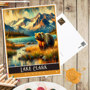 Lake Clark, Alaska Vintage Painting Postcard