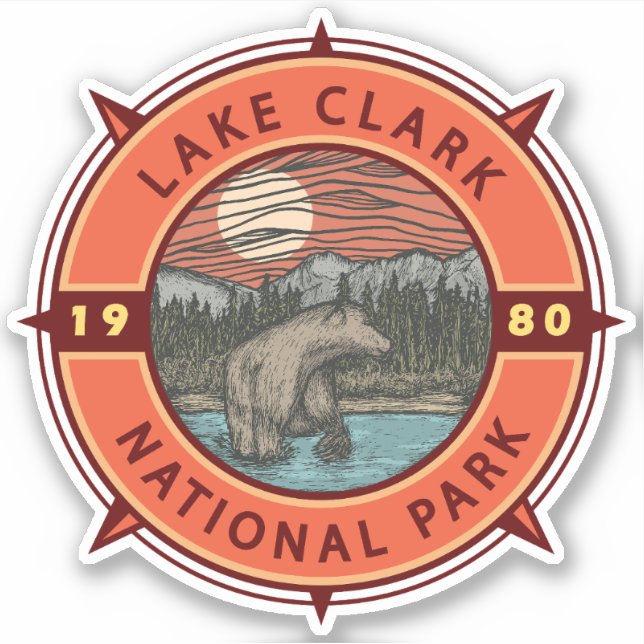 Lake Clark National Park Brown Bear Retro Compass (Front)