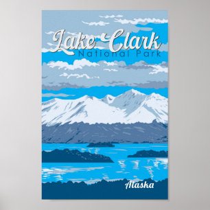 Lake Clark National Park Illustration Travel Art Poster