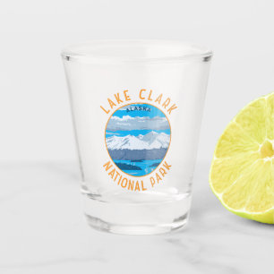 Lake Clark National Park Retro Distressed Circle Shot Glass