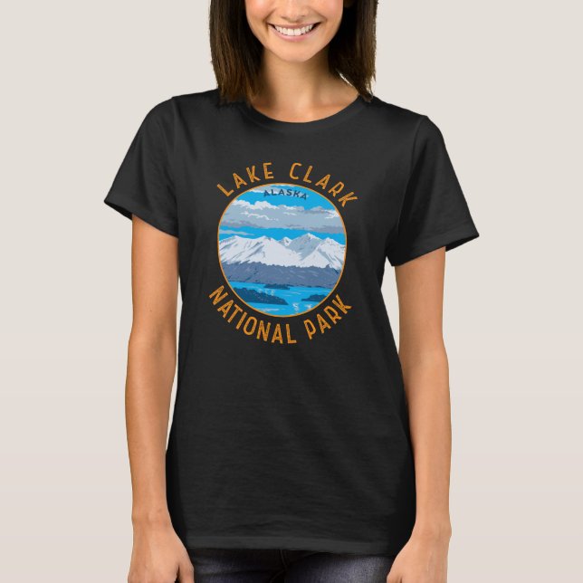 Lake Clark National Park Retro Distressed Circle T-Shirt (Front)