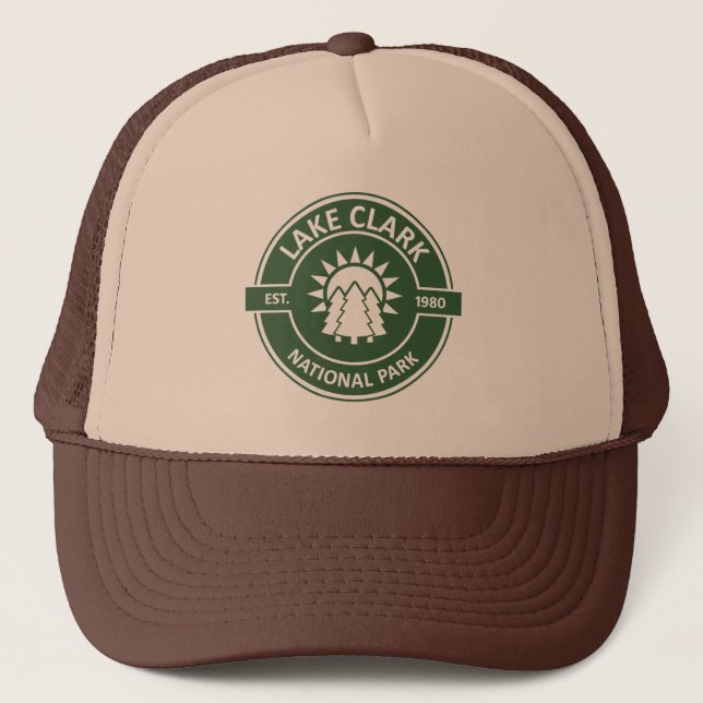 Lake Clark National Park Sun Trees Trucker Hat (Front)