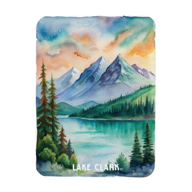Lake Clark National Park Watercolor Painting Magnet (Vertical)
