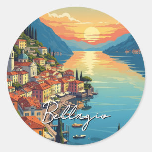 Lake Como Bellagio Italy Sunset Classic Round Sticker