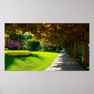 Lake Como Bellagio Walkway Autumn in Italy Poster