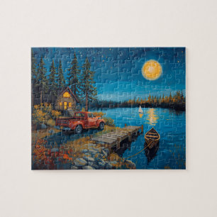 Lake Como Cafe Cobblestone Street Jigsaw Puzzle
