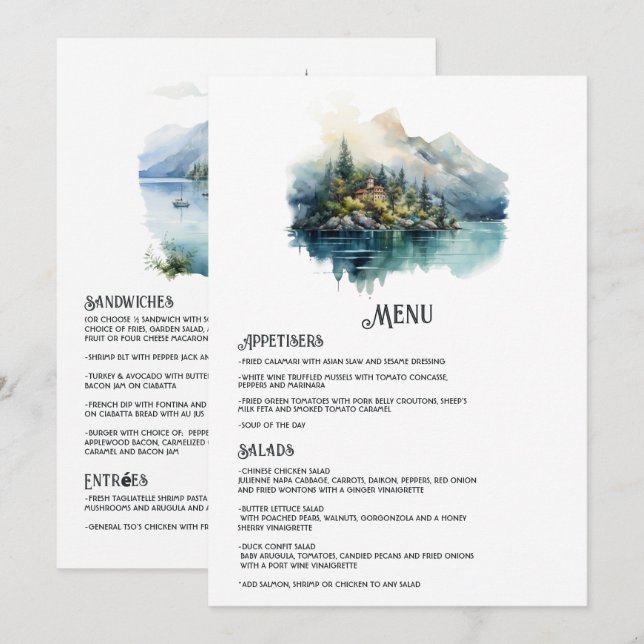 Lake Como Italian Destination Wedding Menu (Front/Back)