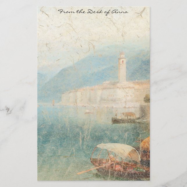 Lake Como Italy Boats Summer Stationery (Front)
