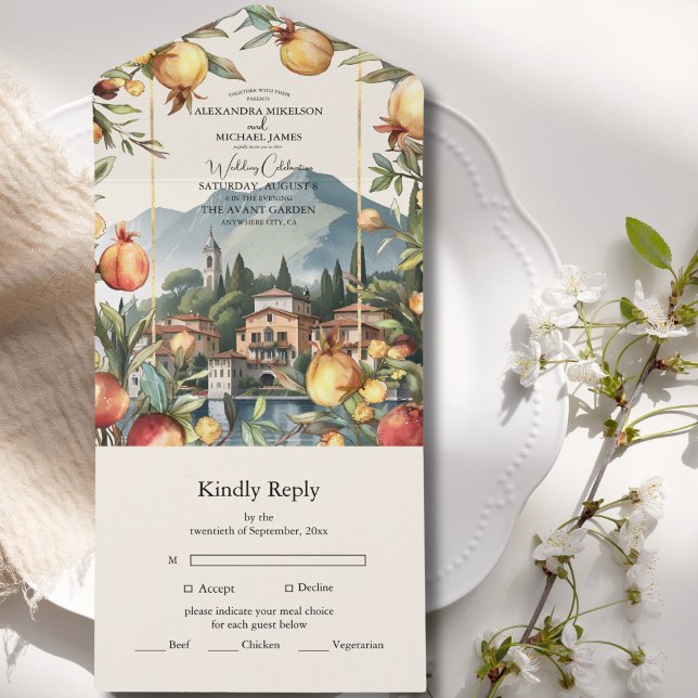 Lake Como  Italy Destination Wedding All In One Invitation (Creator Uploaded)