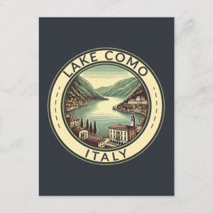 Lake Como Italy Illustration Travel Art Badge Postcard