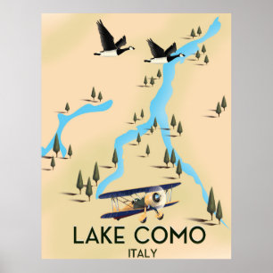 Lake Como Italy Map Travel poster