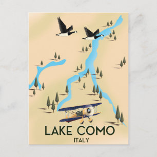 Lake Como Italy Map Travel poster Postcard