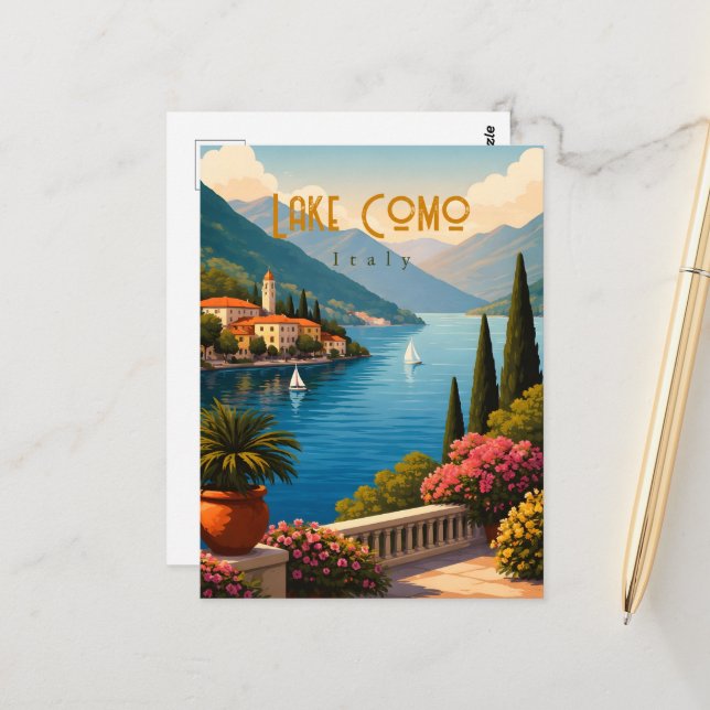 Lake Como Italy Postcard (Front/Back In Situ)