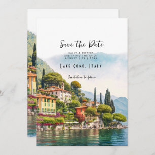 Lake Como Italy scenic save the date card