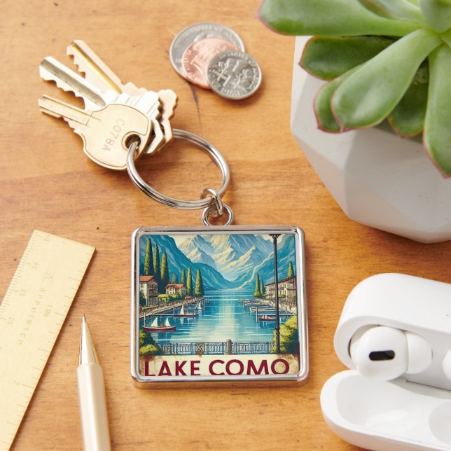 Lake como italy tin sign key ring (Desk)