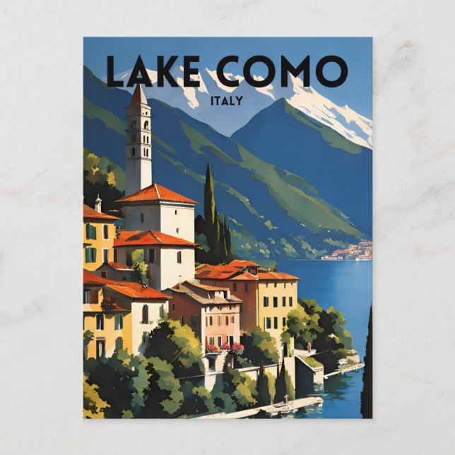 Lake Como Italy Traditional Travel Poster Postcard (Front)