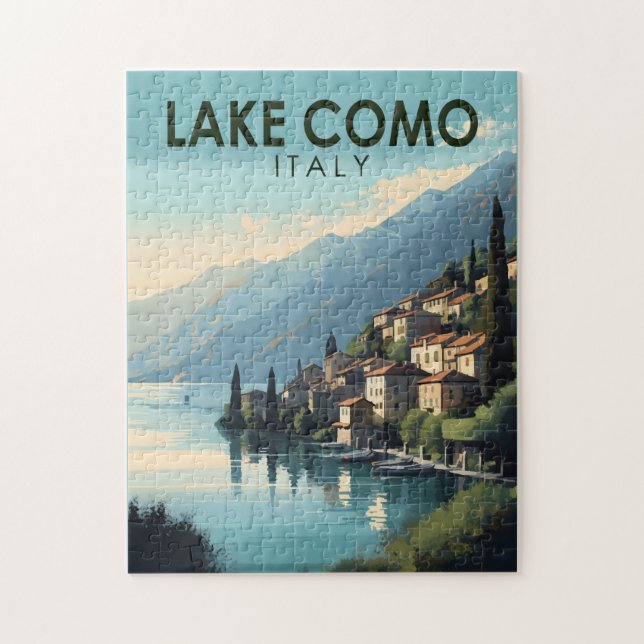 Lake Como Italy Travel Art Vintage Jigsaw Puzzle (Vertical)