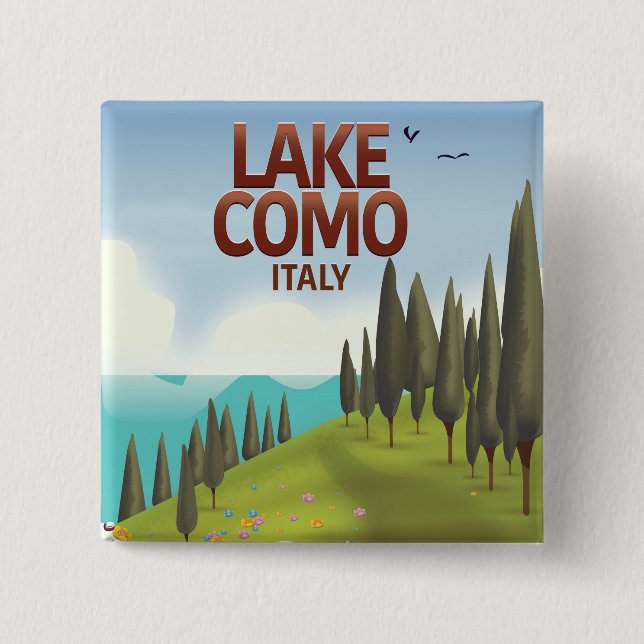 Lake Como Italy travel postcard. 15 Cm Square Badge (Front)