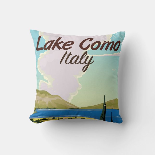 Lake Como Italy travel poster Cushion (Front)