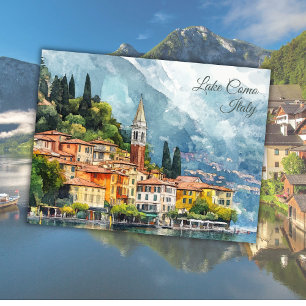 Lake Como Italy Vacation Europe Art Keepsake Postcard