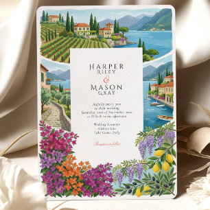 Lake Como Italy Vineyard Lemon Wisteria Wedding Invitation