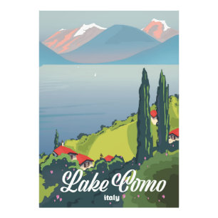 Lake Como Italy vintage style travel poster