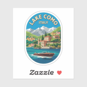 Lake Como Italy Vintage Travel Art Sticker
