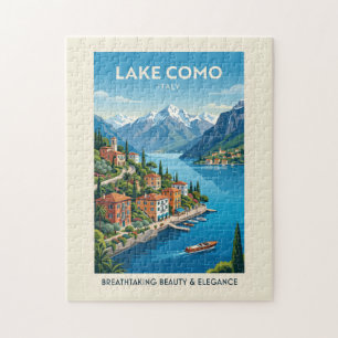 Lake Como Italy Vintage Travel Poster Art Jigsaw Puzzle