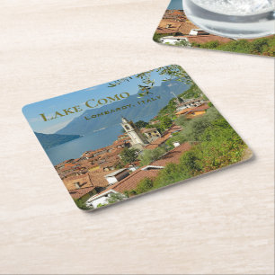 Lake Como Lombardy Italy Square Paper Coaster