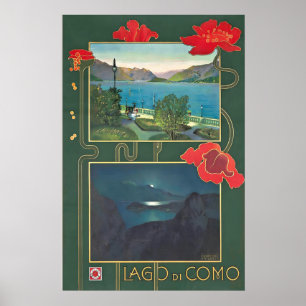 Lake Como Lombardy Italy Vintage Travel Poster