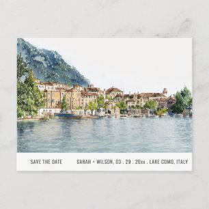 Lake Como Northern Italy Watercolor Save The Date Postcard