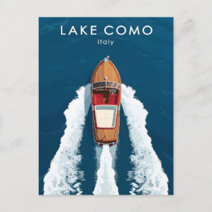 Lake Como Vintage Motorboat – Italian Travel  Postcard