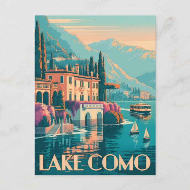 Lake Como Vintage Postcard (Front)