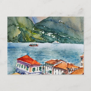 Lake Como Watercolor Postcard