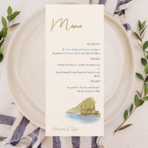 Lake Como watercolor Wedding Menu 