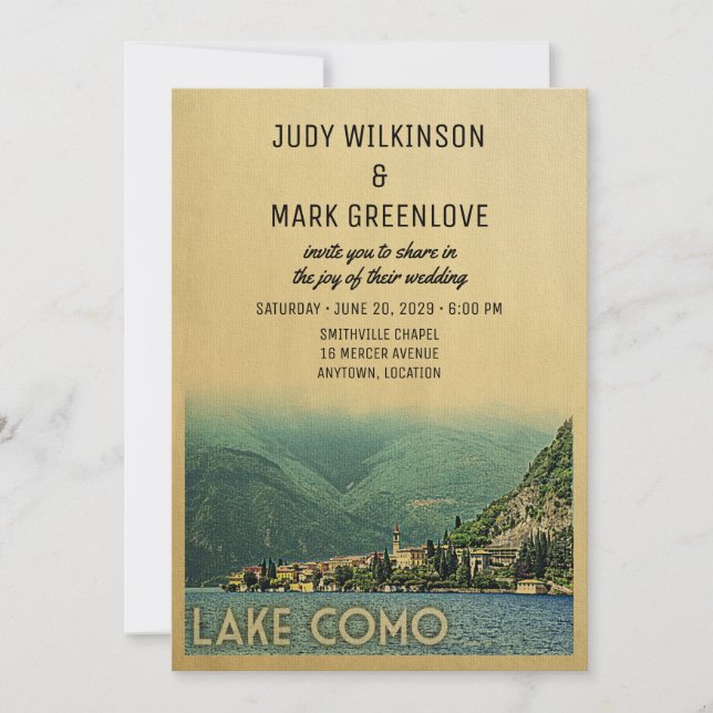 Lake Como Wedding Invitation Menaggio Italy (Front)