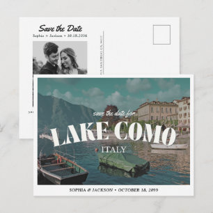 Lake Como Wedding Save the Date Retro Destination Postcard
