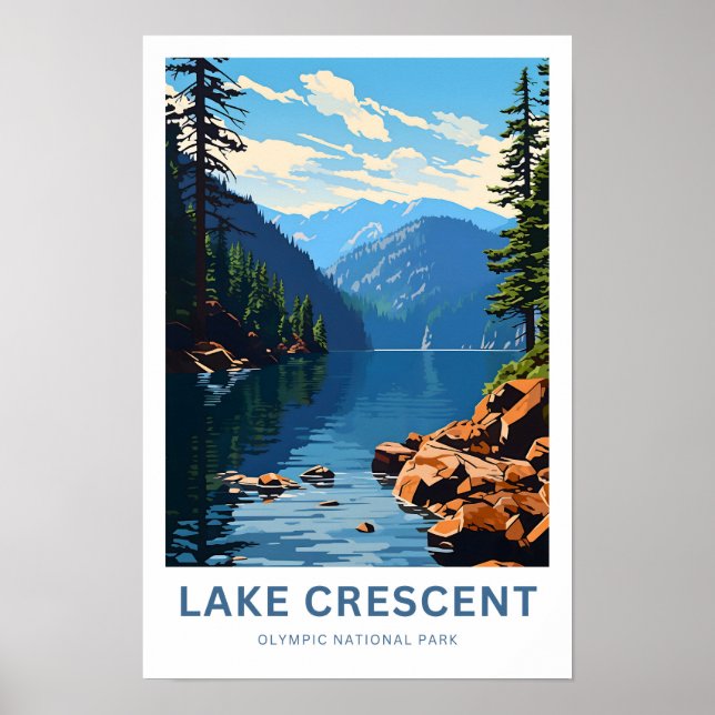 Lake Crescent Olympic National Park Travel Print (Front)