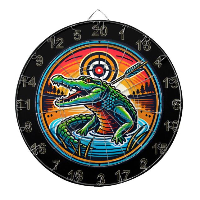 Lake Crocodile in Target Focus Dartboard (Front)