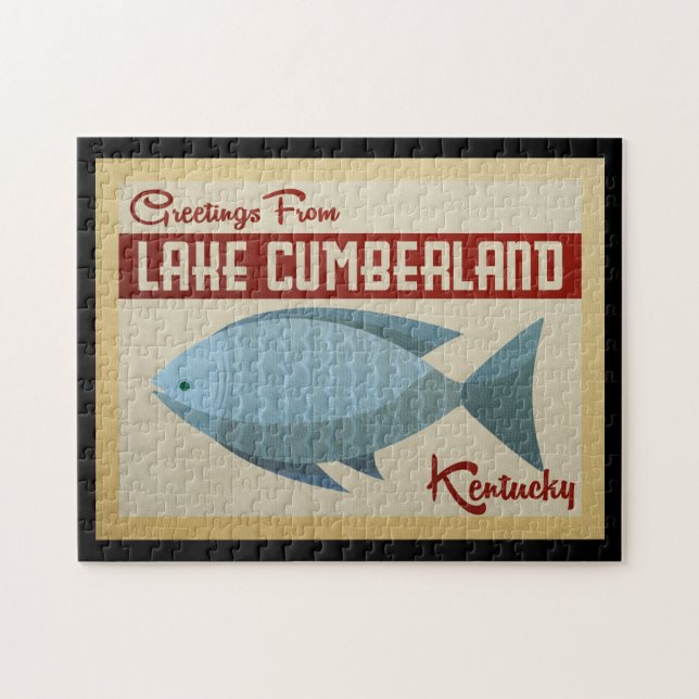 Lake Cumberland Fish Vintage Travel Jigsaw Puzzle (Horizontal)