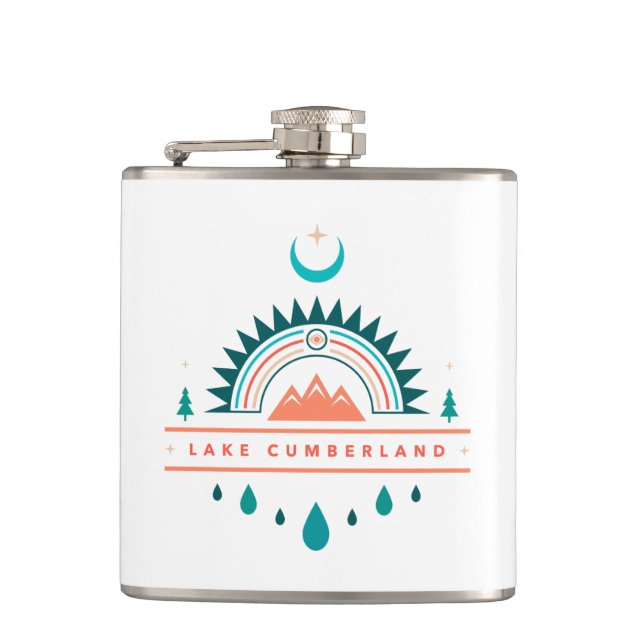 lake cumberland kentucky boho rainbow moon hip flask (Front)