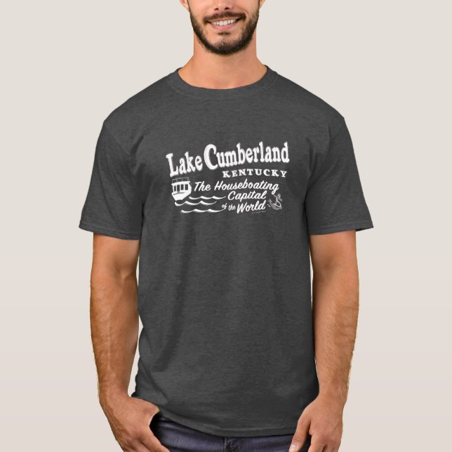 Lake Cumberland TShirt - White on Dark Grey (Front)