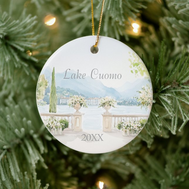 Lake Cuomo Dated Ceramic Ornament (Tree)