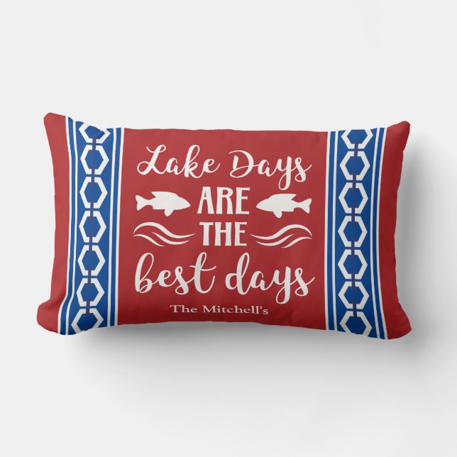 Lake Days Are The Best Days Nautical Boat Lumbar Cushion (Front)