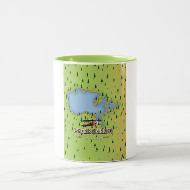 Lake Der-Chantecoq, france Lake Map Two-Tone Coffee Mug (Center)