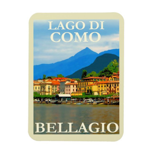Lake di Como, Bellagio, Italy, Retro Travel  Magnet (Vertical)