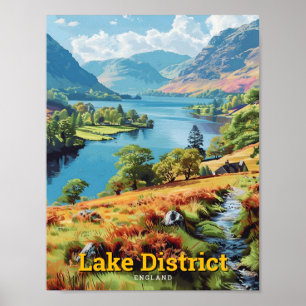 Lake District Cumbria England Vintage Travel Poster