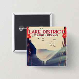 Lake District Cumbria Vacation poster 15 Cm Square Badge