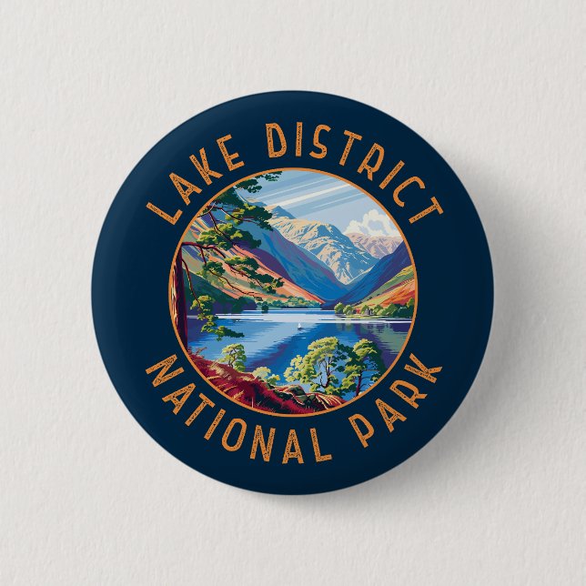 Lake District National Park England Distressed 6 Cm Round Badge (Front)